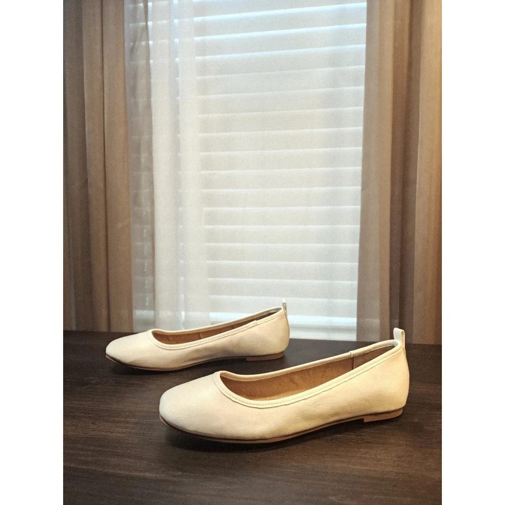 Sun and Stone Avvery Retro Ballet Flats Moccasins 8 M White
